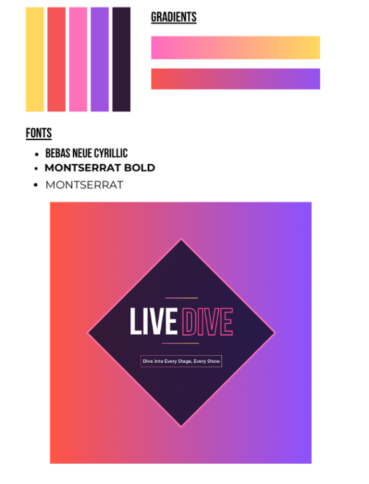 LiveDive brand colors and logo